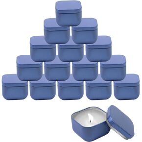 Geesatis Metal Square Candle Jars Candle Tins 3 oz for Candles Making, Empty Candle Container with Lid, Black, 16 Pcs