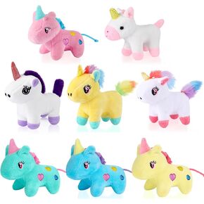 24 Pcs Mini Plush Unicorn Toys Bulk Stuffed DIY Keychain Cotton Unicorn Plush Keychain Small Stuffed Animal for Birthday Wedding Party Gift Classroom(Bright Color, Unicorn)