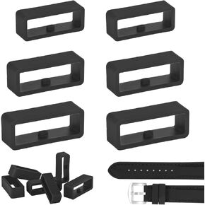 6Pcs Watch Band Loops Watch Strap Holder Loop Black Watch Band Strap Loops Watch Strap Keeper Holder Retainer Silicone Replacement Watch Strap Loop for Smart Sport Watch Wristband