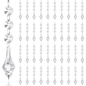 Nuenen 100 Pcs Hanging Crystals for Centerpieces Chandelier Garland Christmas Tree Teardrop Crystal Prisms Pendant Ornaments for Wedding Window Home Decor(Diamond)