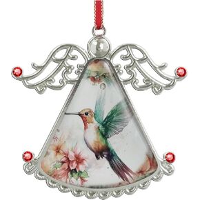 XUTAI Bee Flowers Angel Christmas Tree Ornaments Christmas Ornament Glass Christmas Hanging Angel Glass Pendant for Holiday Decoration