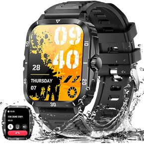Military Smart Watch for Men 3ATM Waterproof Watch 2.0'' Big Screen Tactical Smartwatch 430mAh Fitness Tracker with Heart Rate Sleep Monitor Outdoor Answer Call for iPhone Android