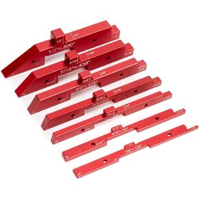 7PCS Syocsek 4-in-1 Woodworking Gauges Set, 6 Inch Red Table Saw Measuring Block with 7 Different Height Thickness Angle, Time Saving Adjustable Setup Blocks Guage for Carpenter, Construction DIYer