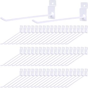 Moxweyeni 100 Pack Slatwall Hooks Slatwall Accessories Slat Wall Hanging Hooks Slat Board Hooks Slat Hangers Pegboard Gridwall Hook Display Hook for Retail Garage Organization, White (4 Inch)