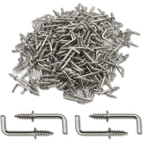 100Pcs 1/2 Inch L Hooks, Gold Mini Right Angle Screw Hooks for Hanging Jewelry, Sturdy Square Bend Hooks, L Shaped Metal Screw in Hooks, Self Tapping Screw Hooks for Secure Fixing