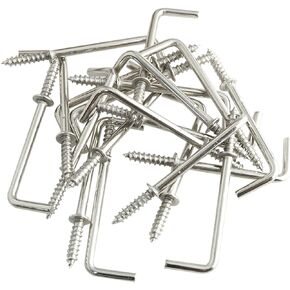 20PCS 2 Inch 7 Shape Screw Hooks L Shape Hooks 1 Shape Screw in Hooks, Silver