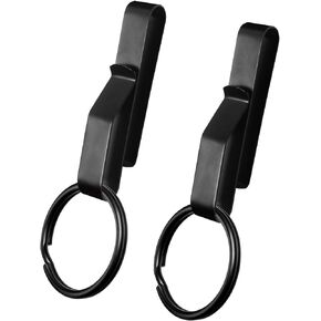 2 PACK Tactical Stealth Black Extreme Duty Key Ring Holder Special for Police, Law Enforcement and Fire Agencies, Belt Key Clip with Detachable Keyring, Fit for Belt 2.25-Inch Max