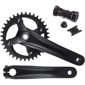 BOLANY Mountain Bike Crankset Hollow Integrated MTB Round Crankset 104 BCD 170mm Crank 32/34/36T Compatible with Shimano, SRAM, FSA