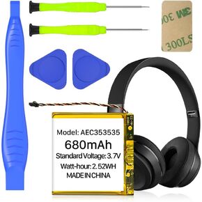 AEC353535 Battery, 680mAh [2024 Upgraded] High Capacity Li-Polymer Battery Replacement for Beats Solo 2, Solo 3 Wireless Headphones AEC353535 with Professional Tool Kits