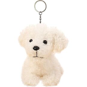 Cute Stuffed Animal Dog Anime Plush Key Chain, Fashion Accessory Backpack Clips, Kindergarten Gift, Handbag Pendant, 5 inch (White)