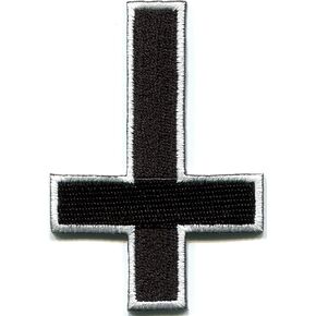Satanic Inverted Upside Down Cross Demonic Occult Witch DIY Embroidered Applique Iron-on Patch S-1194
