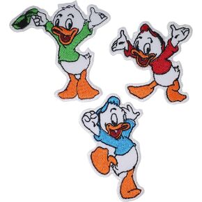 3 Pcs Huey Dewey and Louie Patches Iron on Embroidered Badge Saw On Patch for Jeans, Clothing, Bags, Jackets, Caps