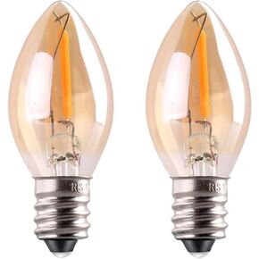 C7 LED Bulb, 0.5W Nightlight Candle Bulb, Amber Glow 5w Incandescent Replacements E12 Candelabra Base led Filament Night Bulb Ultra Warm White 2200K Decorative String Edison Lamp Pack of 5