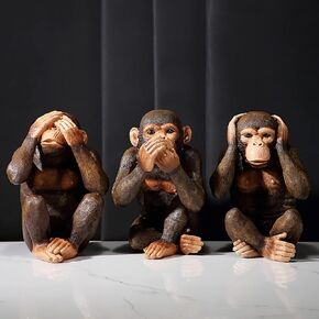 3 Monkey Statues-Hear No Evil See No Evil Speak No Evil 3 Wise Monkeys Sculpture For Home Decorations,Large Monkey Statue Office Decor For Men,Decoration Ornaments For Living Room,Shelf,Gifts,