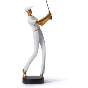 HAUCOZE Golf Figurine Statue Golfer Decoration Modern Sculpture Home Gifts Table Centerpiece Crafts Polyresin White Arts 9.6 inch