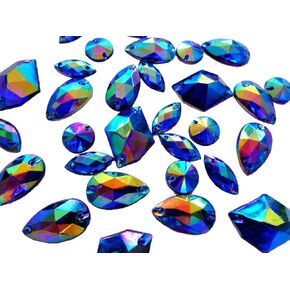 Zbroh 300pcs Mixed Shape Size deep Blue Crystal sew on Rhinestones Acryl Loose Beads Hand Sewing Strass