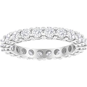 3 Carat (ctw) 14K White Gold Round Diamond Ladies Eternity Wedding Anniversary Stackable Ring Band Luxury Collection (D-E Color VS1-VS2 Clarity)