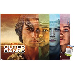 Trends International Netflix Outer Banks - Faces Wall Poster, 22.37" x 34.00", Poster & Push Pin Bundle