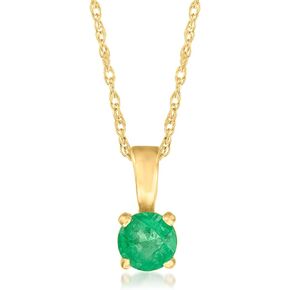 RS Pure - 0.22 Carat Emerald Pendant Necklace in 14kt Yellow Gold. 20 inches