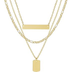 Staligue Layered Gold Choker Necklaces for Women,14K Gold Filled Chain Necklace for Women Dainty Layering Herringbone Figaro Bead Tennis Chain Disc Dog Tag CZ Pendant Necklaces Jewelry Set for Girls in Kuwait