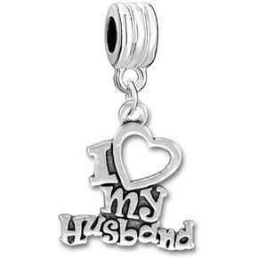 Sexy Sparkles I Love My Husband Charm Dangle Bead Compatible with Snake Chain Bracelets