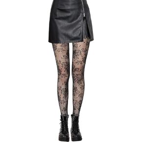 Floral Tights, Black Fishnet Stockings, Plus Size Fish Net Stocking for Women, High Waist Fishnet Tights