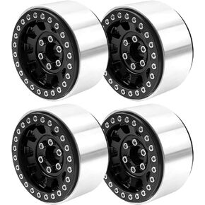 4Pack ShareGoo Metal 1.9inch Beadlock Wheel Rims Hubs 10-Spoke Compatible with Traxxas TRX4 Axial SCX10 SCX10-II SCX10-III D90 D110 Tamiya CC01 Redcat Gen8 1/10 RC Crawler Car (Black)