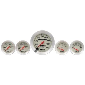 EQUUS 5-Piece Gauge Set White Face/Silver Bezel