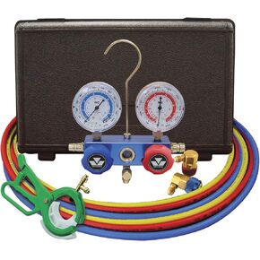 Mastercool 98660-PROM R134a and R12 Dual Manifold Gauge Set with Can Tap, Blue