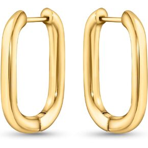 Gold Hoop Earrings Chunky Stainless Steel Lightweight Hypoallergenic Small Square/Rectangle/Thick/Chunky/Heart Golden Huggie Hoops Gifts for Women and Girls in Saudi Arabia