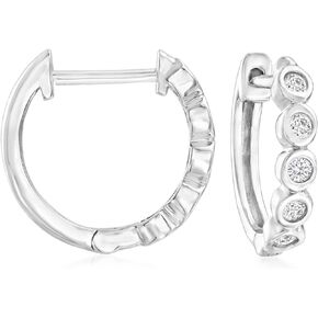 RS Pure by Ross-Simons 0.15 ct. t.w. Bezel-Set Diamond Huggie Hoop Earrings in Sterling Silver