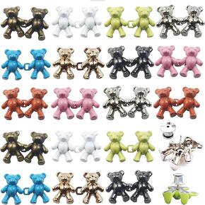 RONYOUNG 18 Pairs 1.65" Bear Pants Button Tightener, Waist Adjuster for Pants - Bear Pants Clip - No Sew Jean Buttons Pins for Women Skirt Dress Clothes Loose Jeans