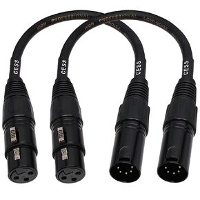 CESS-017 XLR5M to XLR3F, 3 Pin XLR Female to 5 Pin XLR Male Audio Cable for Microphone, 2 Pack