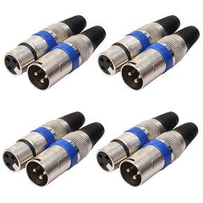 XLR Connectors,8pcs 4 Male 4 Female XLR 3Pin Plug Microphone Audio Cable Connector Adapter Mini Portable Accessories