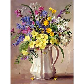 NEWENMO Paint by Numbers for Adults Multicolor Flowers, Paint by Numbers Flower Vase On Canvas Without Frame,DIY Oil Painting Perfect for Beginner,Hobbies and Gift Home Wall Decor(12 * 16In)