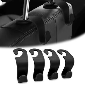 4 Pcs Car Seat Headrest Hook Back Seat Headrest Hanger, Auto Seat Hook Hangers, Interior Accessories Storage for Purse Coats Umbrellas Grocery Bags Handbag, Universal for Most Car (Black)