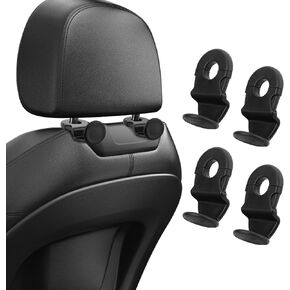 WALLFID Car Seat Headrest Hook 4 Pack Paracord Buckles Anti-loosening Hanger Storage Organizer Universal for Handbag Purse Coat Umbrellas fit Universal Vehicle Car (4 Pack, Black)