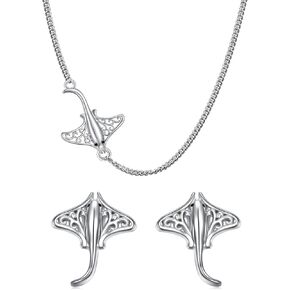 Ladytree Stingray أقراط المختنق قلادة الفضة الاسترليني مانتا راي الأسماك البحر الحيوان مجوهرات هدية عيد الميلاد للنساء عاشق البحر in Kuwait
