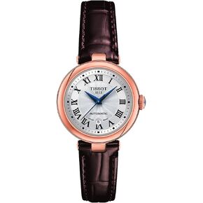 Tissot Womens Bellissima Automatic 316L Stainless Steel case with Rose Gold PVD Coating Swiss Automatic Watch, Brown, Leather, 5 (T1262073601300)