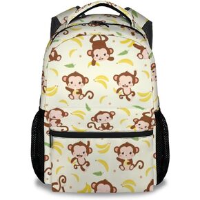 School Backpack for Boys - 17 Inch Large Capacity Aesthetic Kid Backpack - Pink Durable Monkey Bookbag for School, Travel and Camp