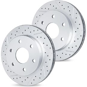 R1 Concepts Front Brake Rotor Kit |Brake Rotors| Brake Disc |Drilled and Slotted|fits 2019-2022 Ram 1500 in Saudi Arabia