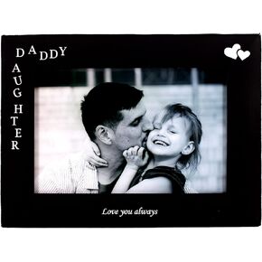 Daddy & Daughter Love You Always Gift for Dad from Daughter, Black Metal Engraved 4 by 6 inch Horizontal