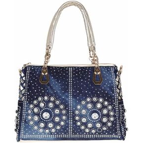 Shiny Rhinestone Denim Women Handbag Jeans Tote Bag Shoulder Bags Crystal Diamond Bag Crossbody Messenger Bag