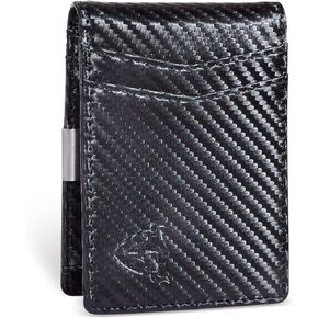 Money Clip Bifold Wallet Front Pocket RFID Blocking Card Case Holder Automatic Pop Up Wallet (A Genuine Leather Brown)