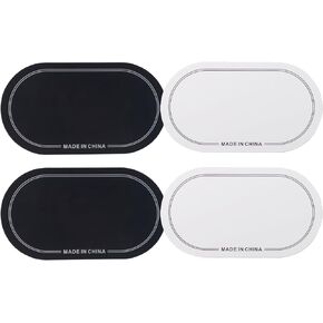 Rockhouse 4Pcs Bass Drum Double Pedal Patch, Self-Adhesive Drumhead Protector Stickers Mute Pad for Kick Drum Percussion Accessories (Black+Wihte)