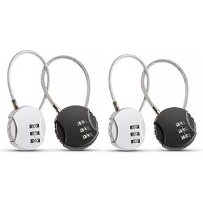 4 Pack Combination Lock, 3 Digit Outdoor Waterproof Padlock for School Gym Locker, Luggage, Fence, Toolbox, Gate, Case (Black & Silver)