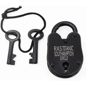 RII Iron RMS Titanic Model Padlock, Iron Jailer Lock and Keys, Addition to Pirate, Medieval & Western Collections, Antique Fully Functioning Cast Iron Lock, Old Trunk Lock 3 Inches, Medium