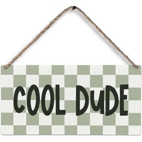 Cool Dude Preppy Boho Wood Plaque Sign, Boy Nursery Decor, Toddler Boys Room Decor, Toddler Room Decor for Boys, Cool Dude Sign Kitchen Home Wall Hanging Decor,12x6ines