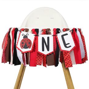 Ladybug Themed One High Chair Banner - Ladybug 1st Birthday Decoration, Summer Themed Birthday Decor, Cake Smash Photo Prop, Baby Shower & Party Decor