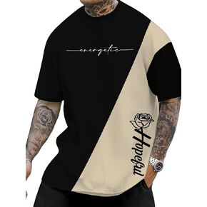 SOLY HUX Men's Graphic Tees Color Block Short Sleeve T Shirt Summer Casual Tee Tops